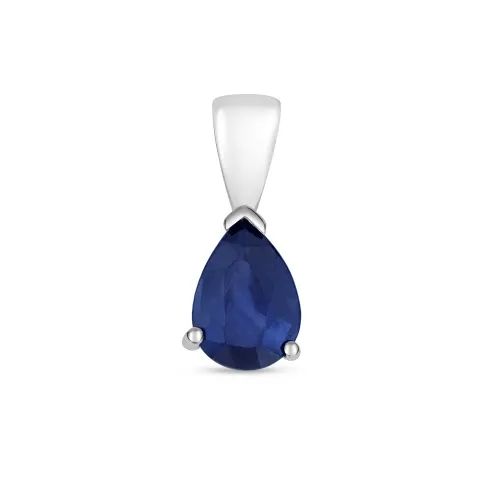 7X5mm Pear Shaped Sapphire Claw Set Pendant 9ct White Gold